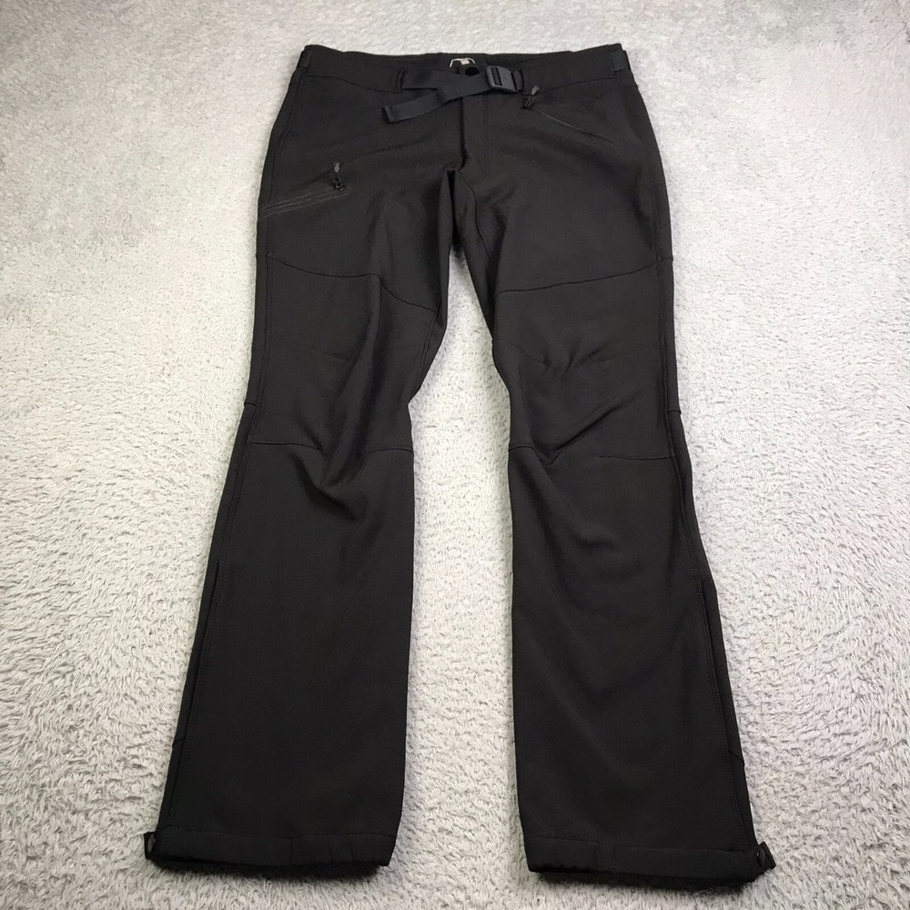 Eddie Bauer First Ascent Pants Womens M Black Ripstop Fleece Lined Belted Cargo